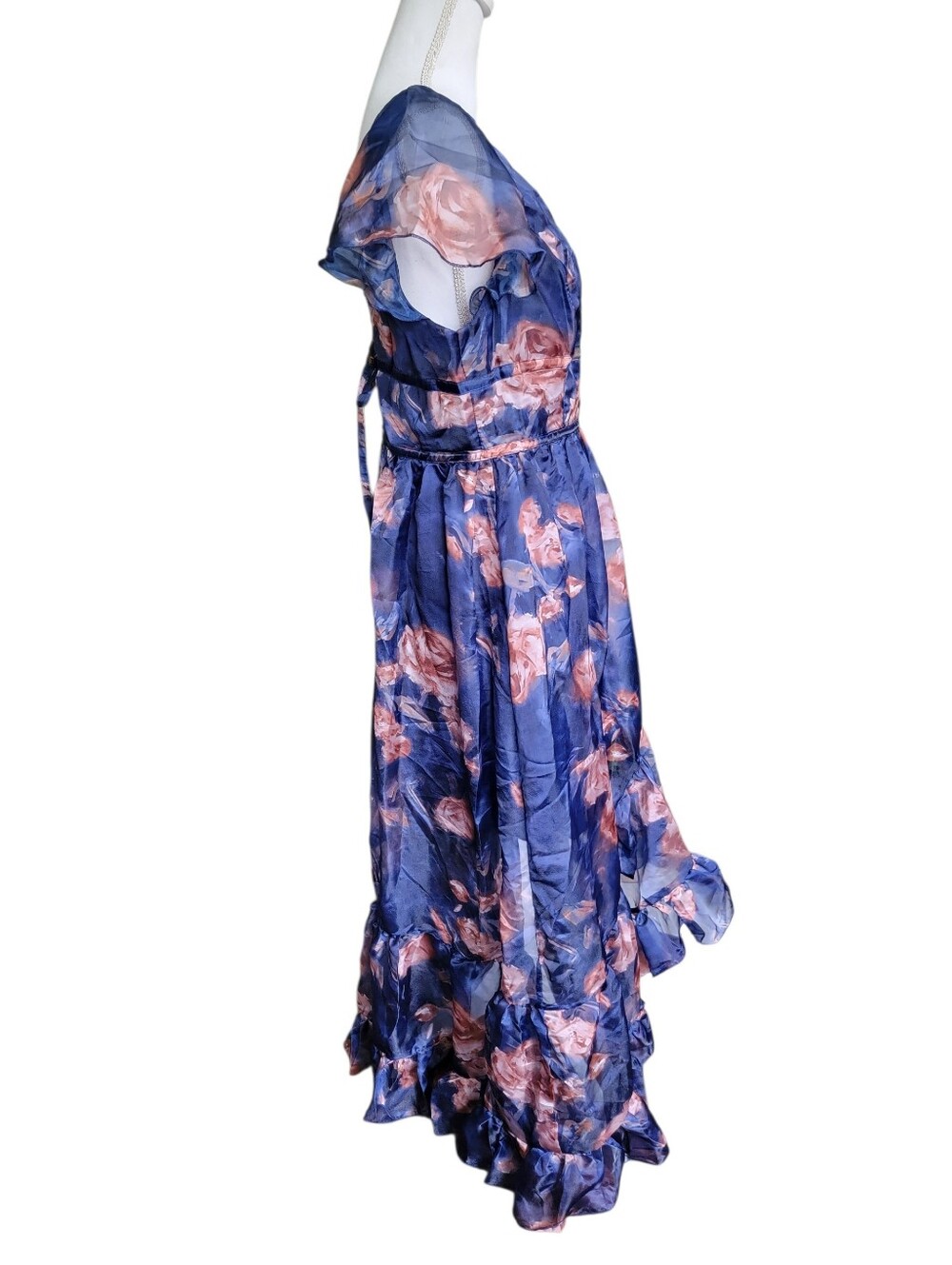 Lulus Floral Navy V-Neck Ruffle Midi Dress - Picture 7 of 13